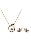 temperament crystal pearl necklace earrings set