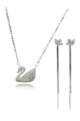 bow crystal necklace earrings set