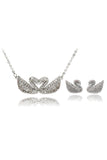 fashion double swan crystal necklace earrings set