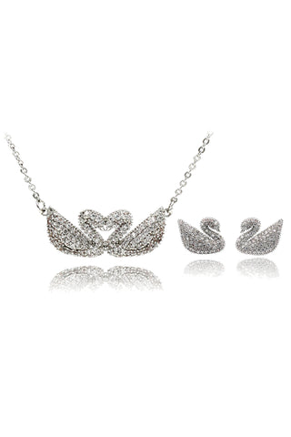 duplexes mini flowers crystal necklace earrings set