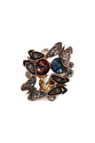 Crystal Butterfly tricolor rings