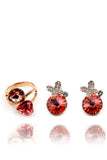 Lovely Flower Crystal Earrings Ring Set