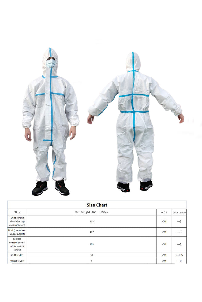 Disposable Coveralls Heavy-Duty Protective Suits Chemical Protection Work wear for Cleaning, Manufacturing, Health-Care