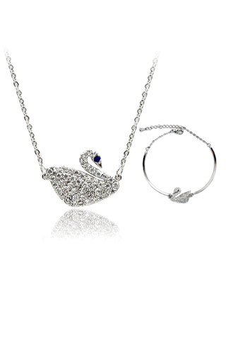 bow crystal necklace earrings set