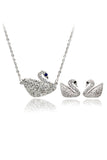 delicate blue eyes swan necklace earrings set