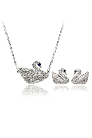 clavicle inlaid crystal necklace ring set