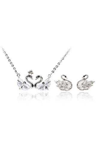 mini cross crystal pearl necklace earrings set