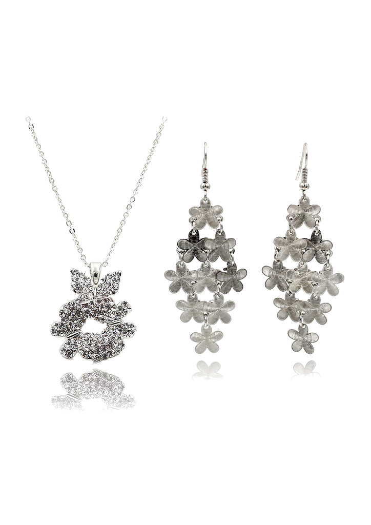 fashion butterfly crystal necklace earrings set