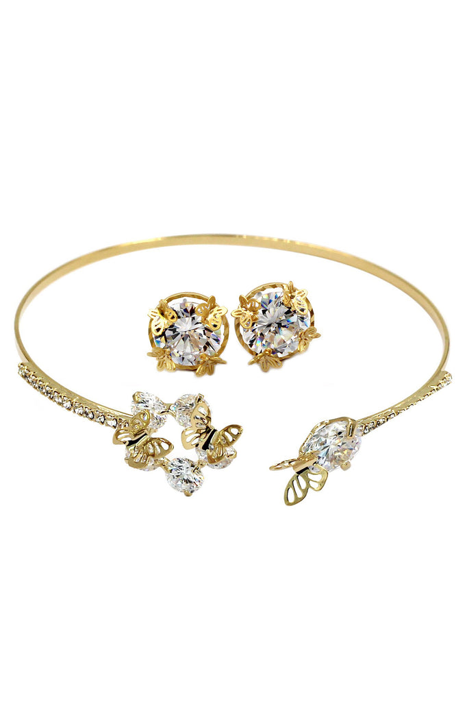 Mini Butterfly Crystal Earrings Bracelet Set