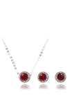 Simple silver crystal necklace earrings set