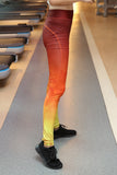 red gradient yellow pattern hips leggings