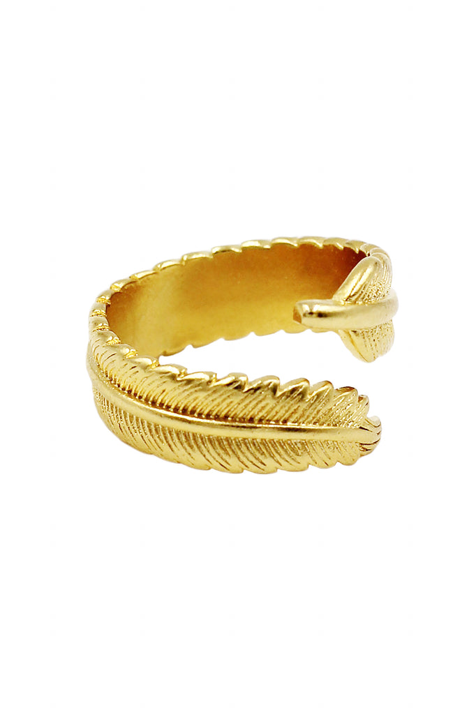 Fashion feather gold ring