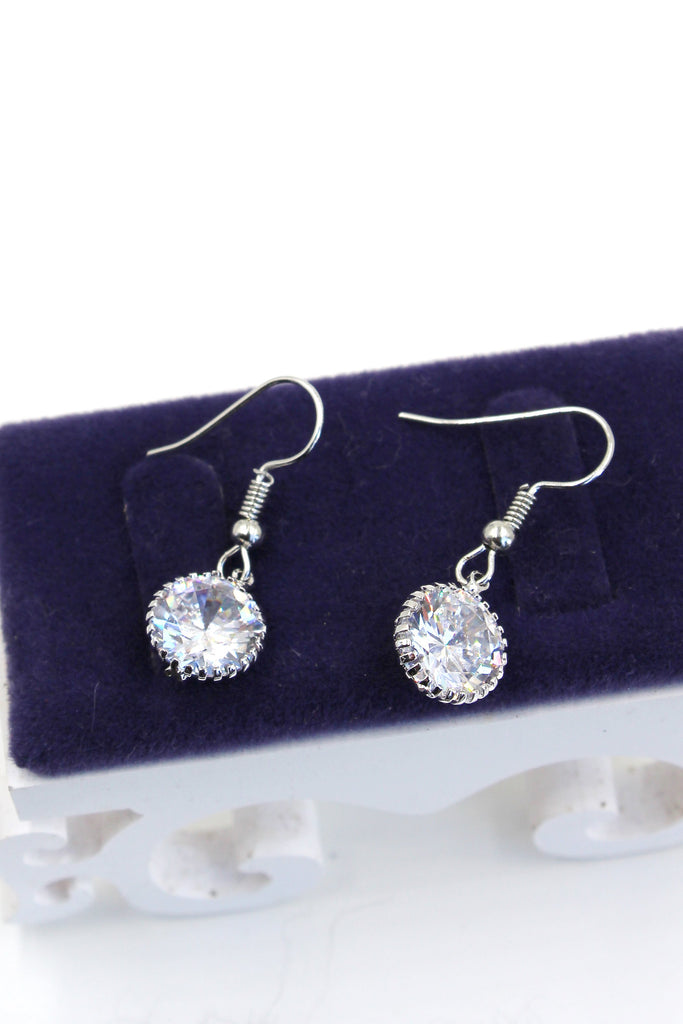silver noble crystal earrings necklace set