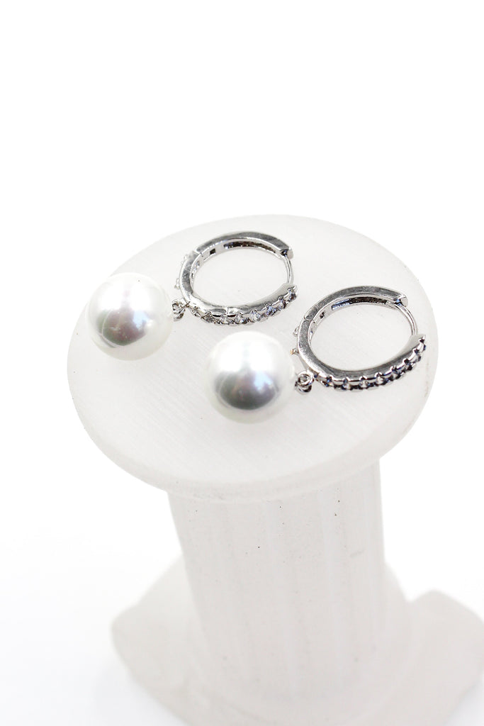 simple crystal pearl necklace earrings set