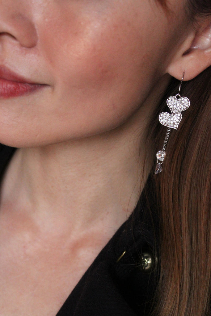 Love shape crystal earrings