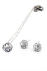 hollow small pendant crystal chain earring set