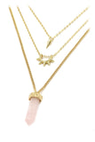 fashion crystal three levels gold necklace