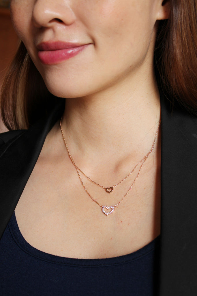 duplexes mini heart crystal necklace