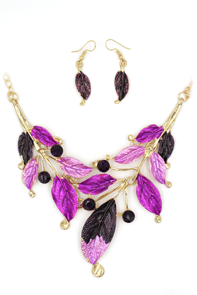 fashion leaves necklace earrings set