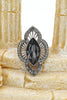noble gray black crystal silver ring
