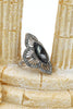 noble gray black crystal silver ring