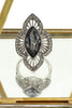 noble gray black crystal silver ring