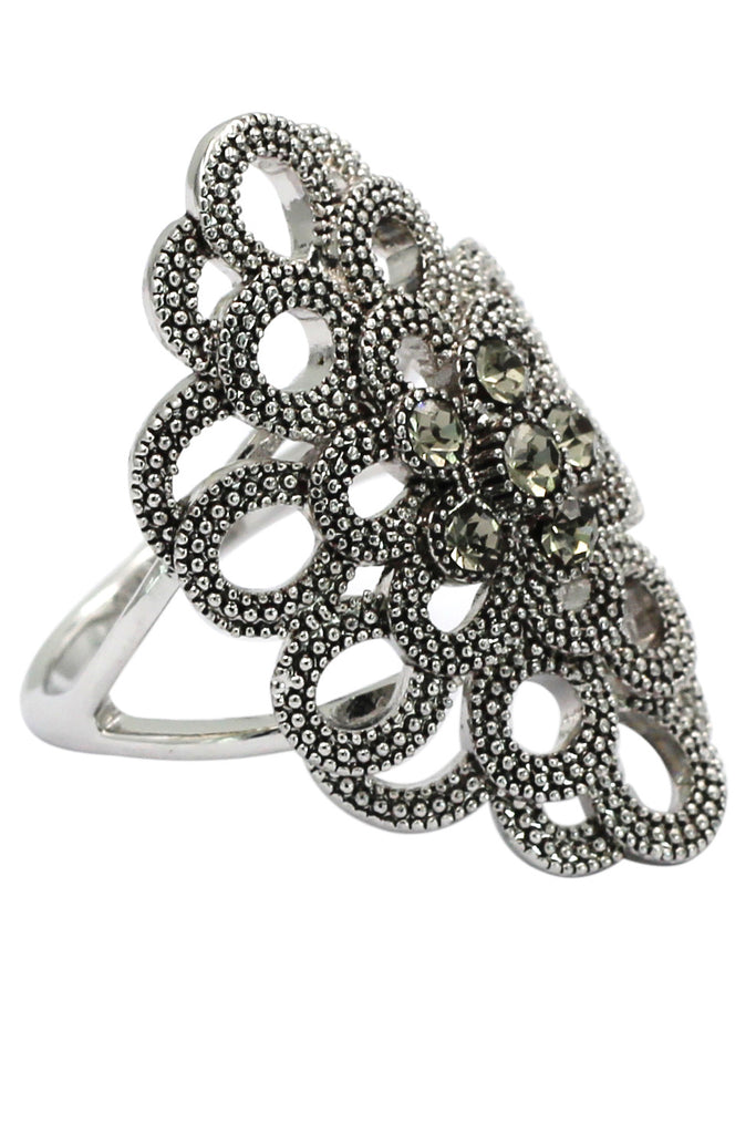 noble gray-green crystal silver ring
