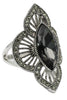 noble gray black crystal silver ring