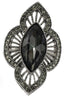 noble gray black crystal silver ring