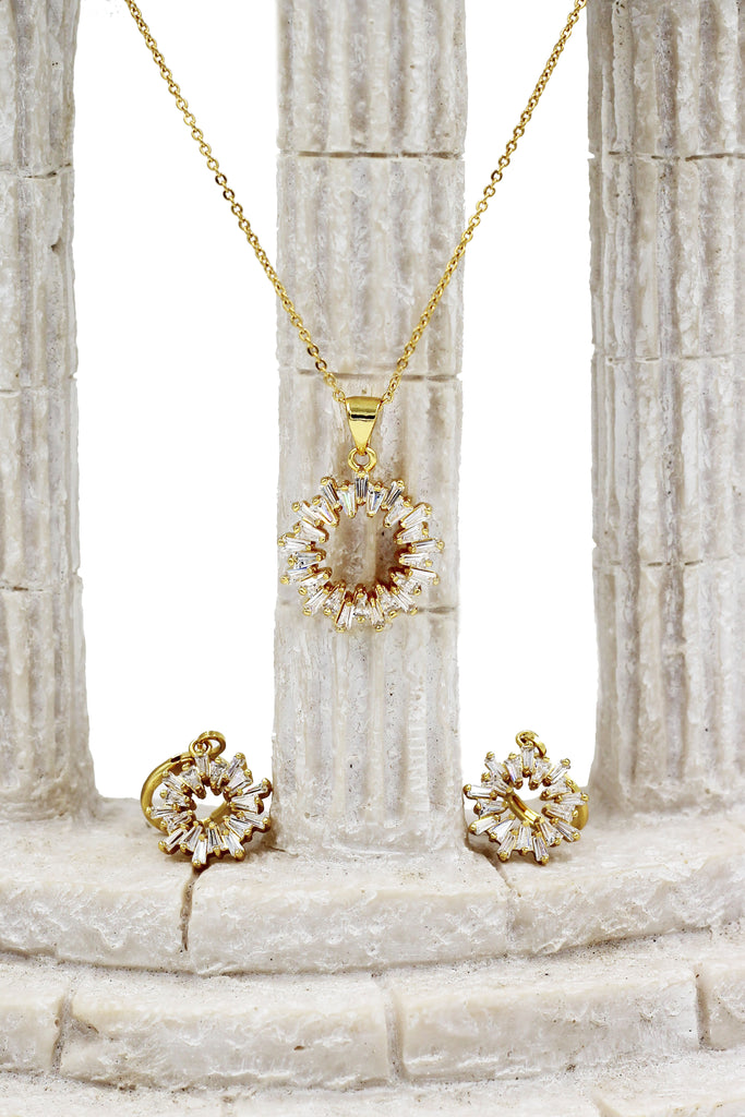 fashion aperture crystal necklace earrings set