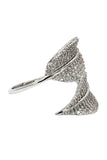 fashion micro-set crystal bilobals silver ring
