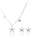 crystal starfish shell pearl necklace earrings set