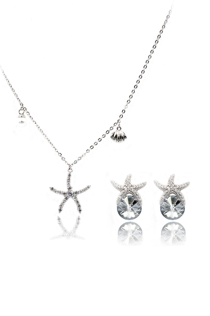 star crystal necklace earrings set