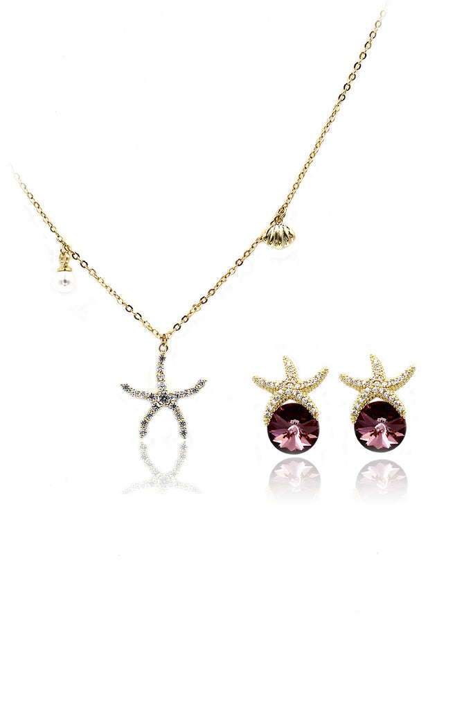 star crystal necklace earrings set