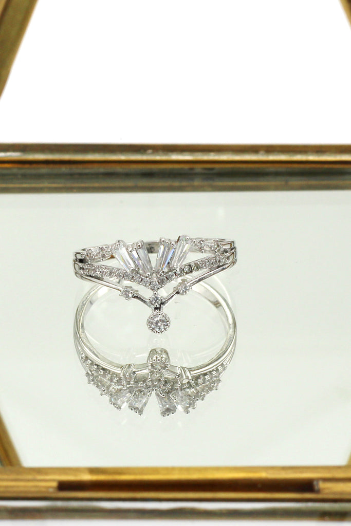 fashion crystal skirt silver ring
