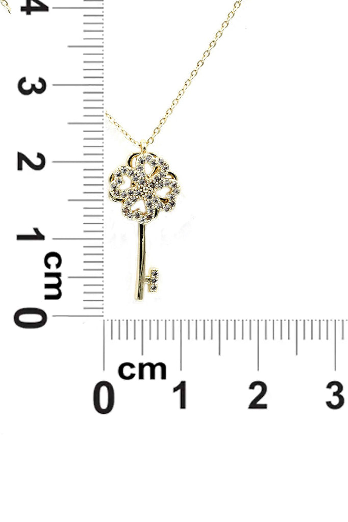 four-leaf clover crystal key necklace