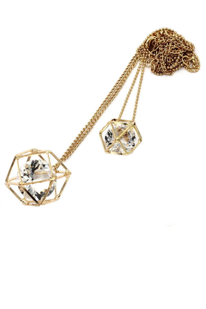fashion double crystal necklace