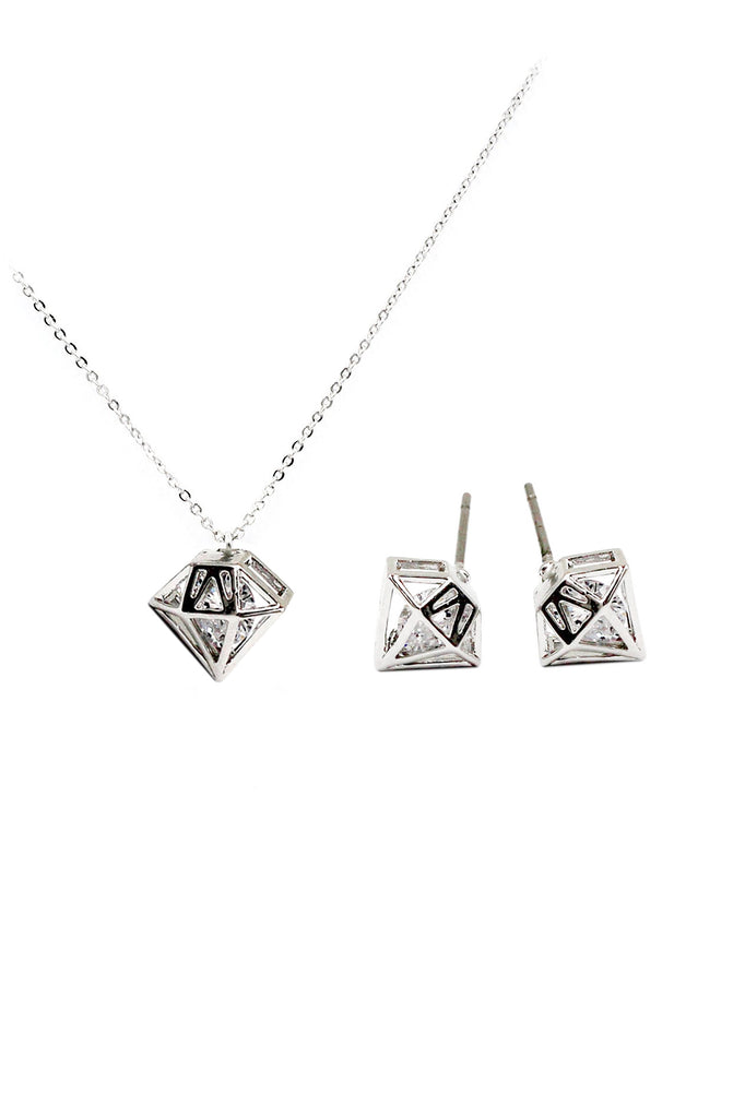 fashion triangle stud earrings necklace set