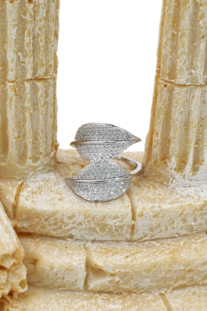leaf crystal ring necklace set