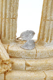 fashion micro-set crystal bilobals silver ring