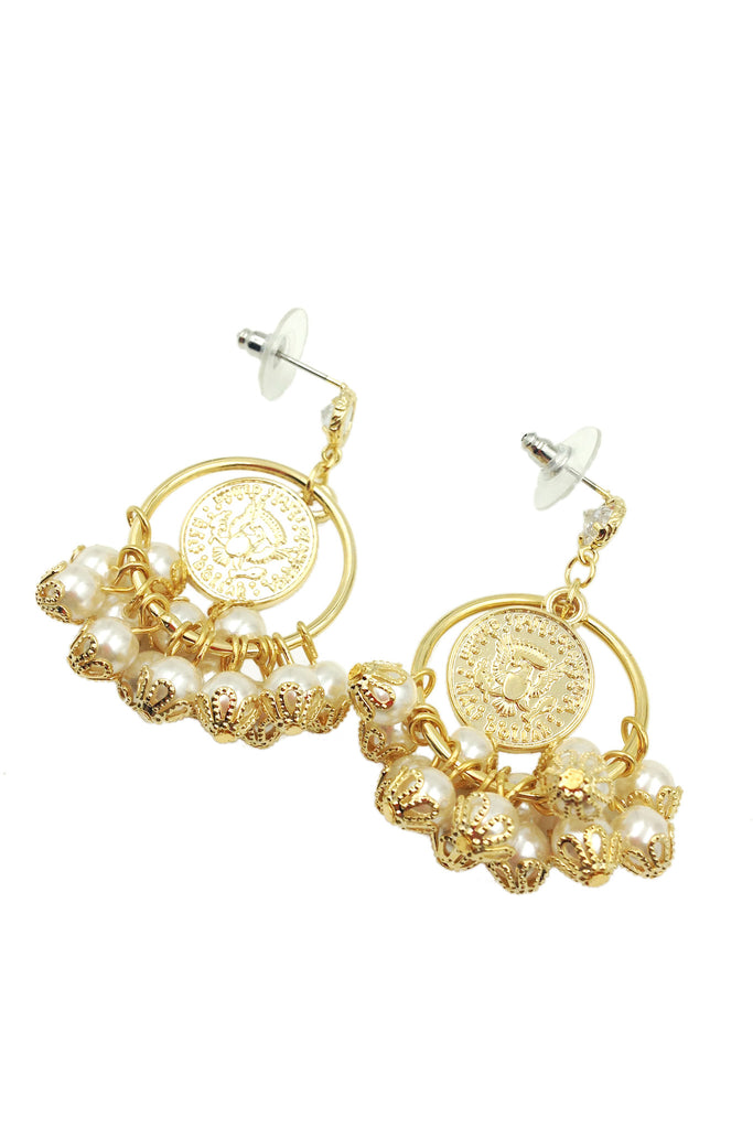 Pearl style gold earrings