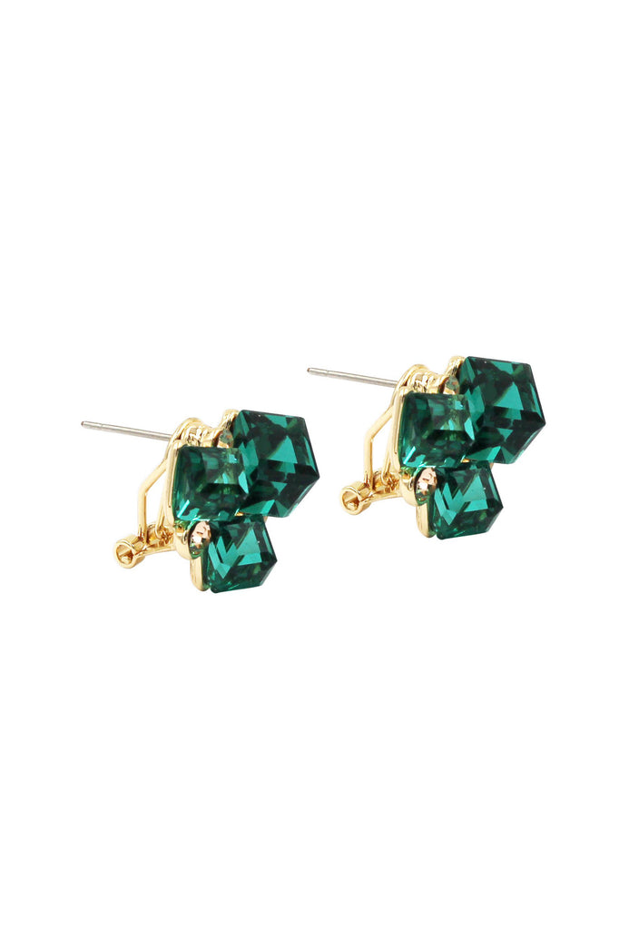 green square crystal ring earrings set
