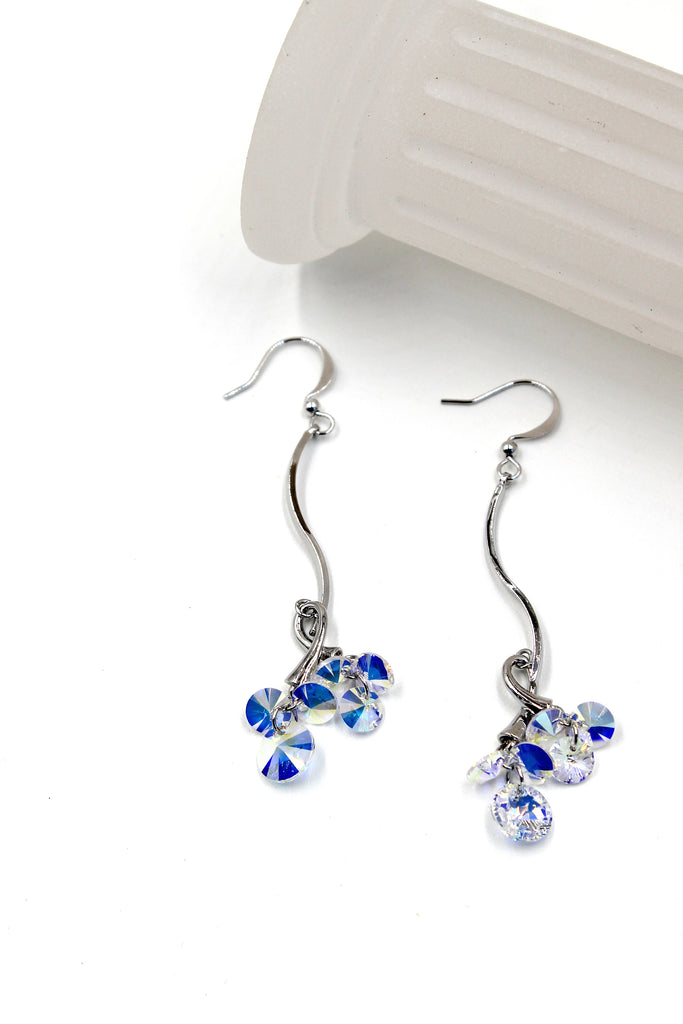 lovely silver line swarovski crystal earrings