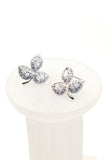 Retro Three Leaves crystal earrings