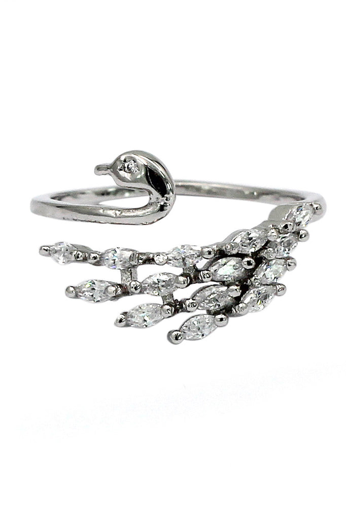 elegant mini double swan crystal necklace ring set