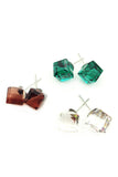 Colorful square crystal earrings