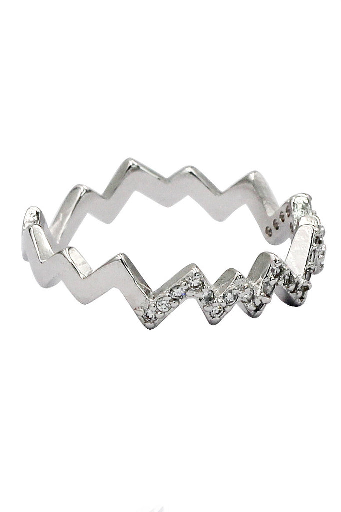 rhythm micro pave crystal silver ring