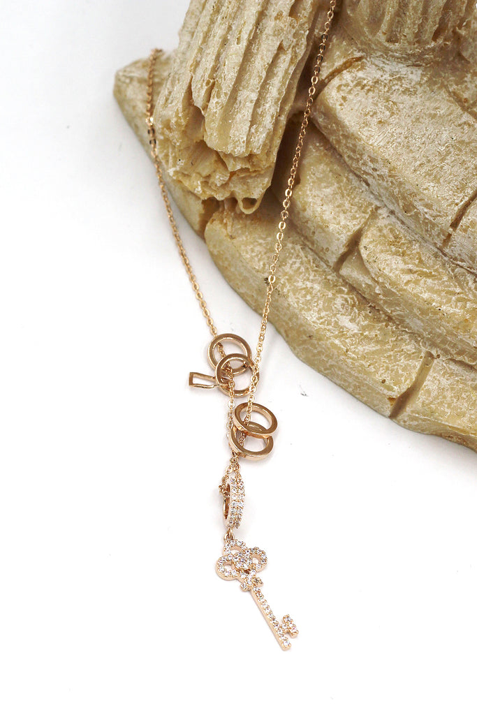 fashion mini key crystal necklace