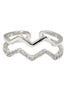 Simple wavy silver crystal ring