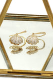 shiny shell pearl gold necklace earrings set